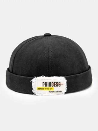 Unisex Polyester Bavlna Pevná Písmena Vzor Raw-edge Label Univerzální Čepice Bez Okraje Landlord Cap Skull Cap