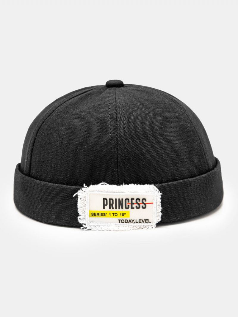 Unisex Polyester Bavlna Pevná Písmena Vzor Raw-edge Label Univerzální Čepice Bez Okraje Landlord Cap Skull Cap