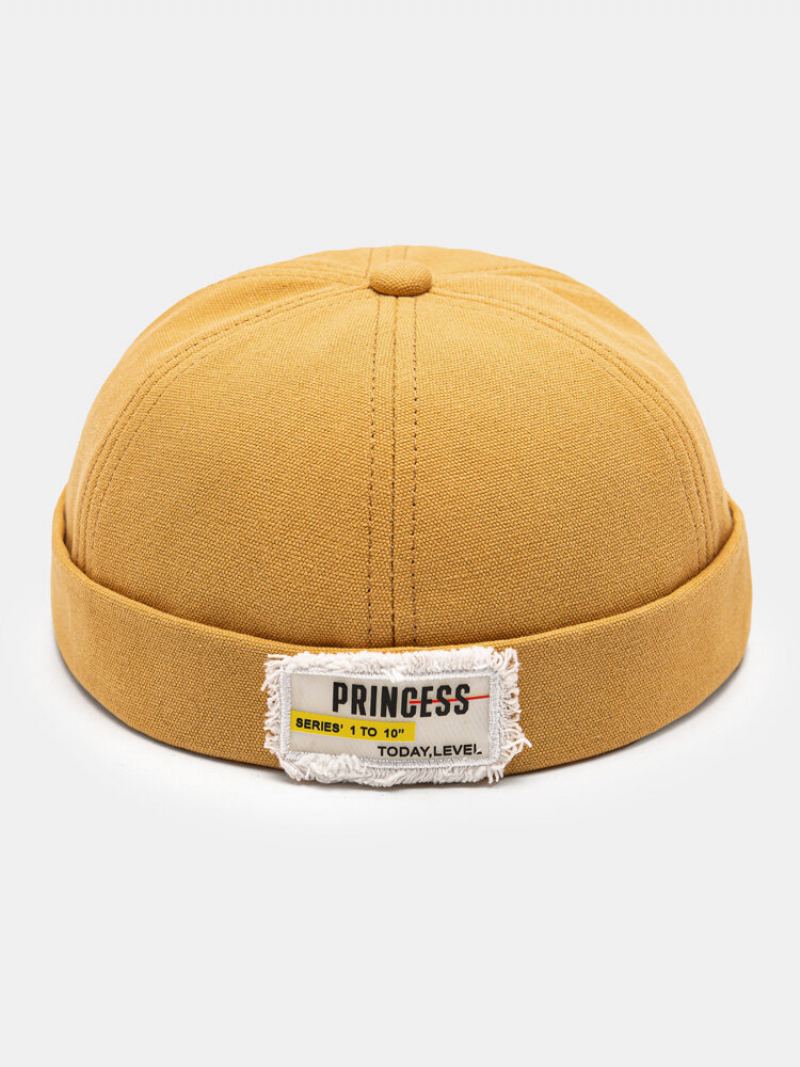 Unisex Polyester Bavlna Pevná Písmena Vzor Raw-edge Label Univerzální Čepice Bez Okraje Landlord Cap Skull Cap