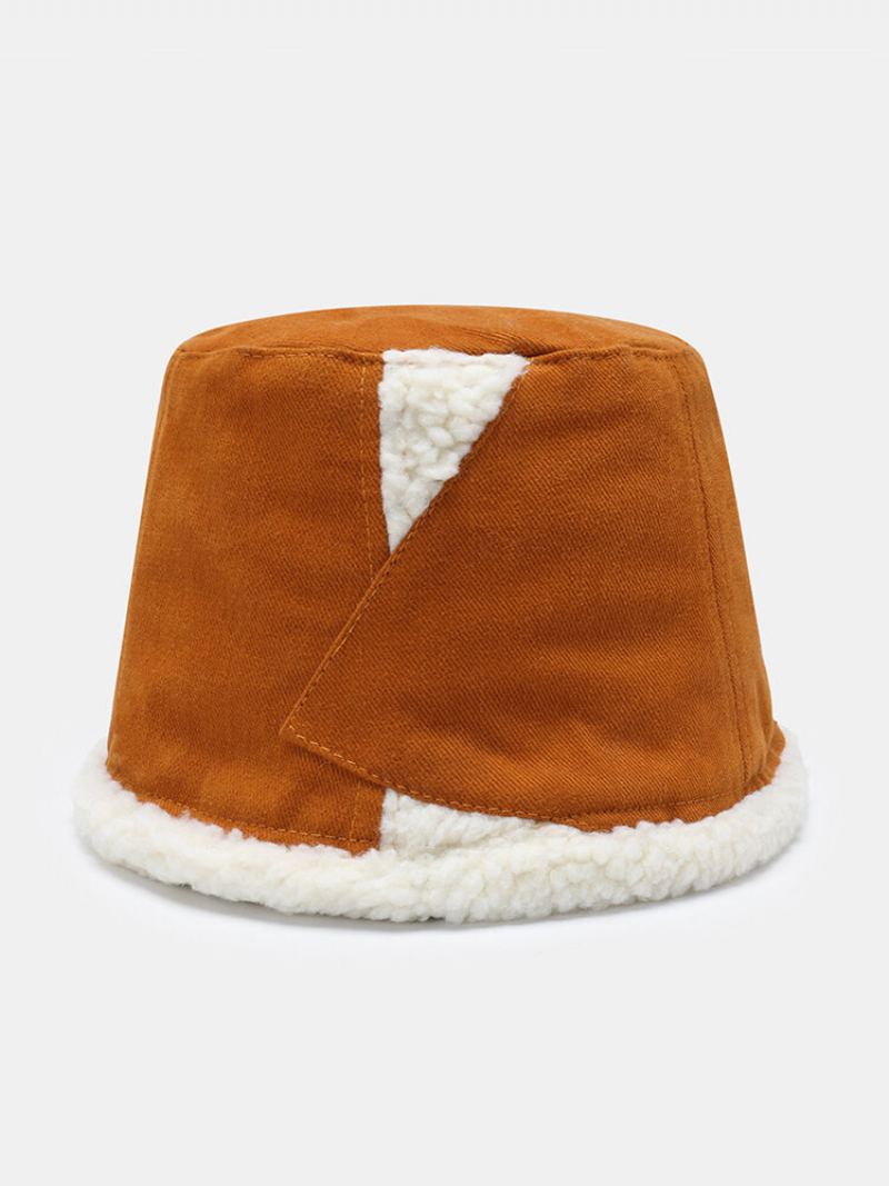 Unisex Polyester Bavlna Plus Fleece Zahuštěný Kontrastní Barvy Nepravidelný Patchwork Všestranná Čepice Warmth Bucket