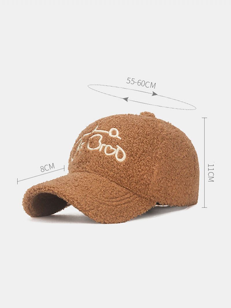 Unisex Teddy Velvet Love Letter Výšivka Outdoor All-match Teplá Baseballová Čepice