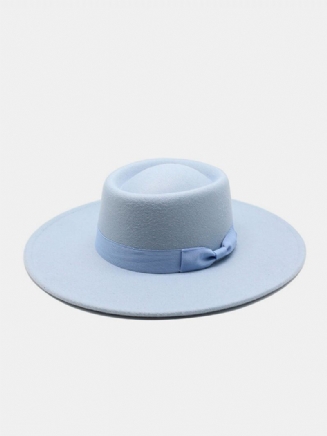 Unisex Vlněná Plsť Jednobarevná Bandáž S Mašlí Dekorace Konkávní Klobouk Fedora