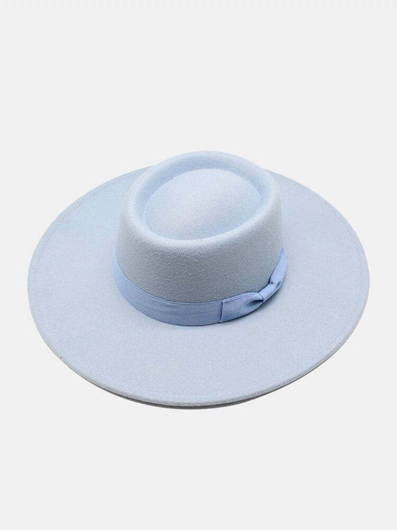 Unisex Vlněná Plsť Jednobarevná Bandáž S Mašlí Dekorace Konkávní Klobouk Fedora