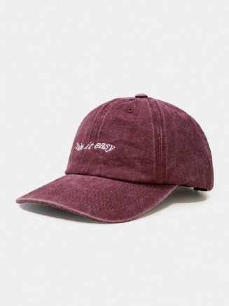 Unisex Washed Distressed Cotton Letter Slogan Embroidery Vintage Sunshade Baseball Cap