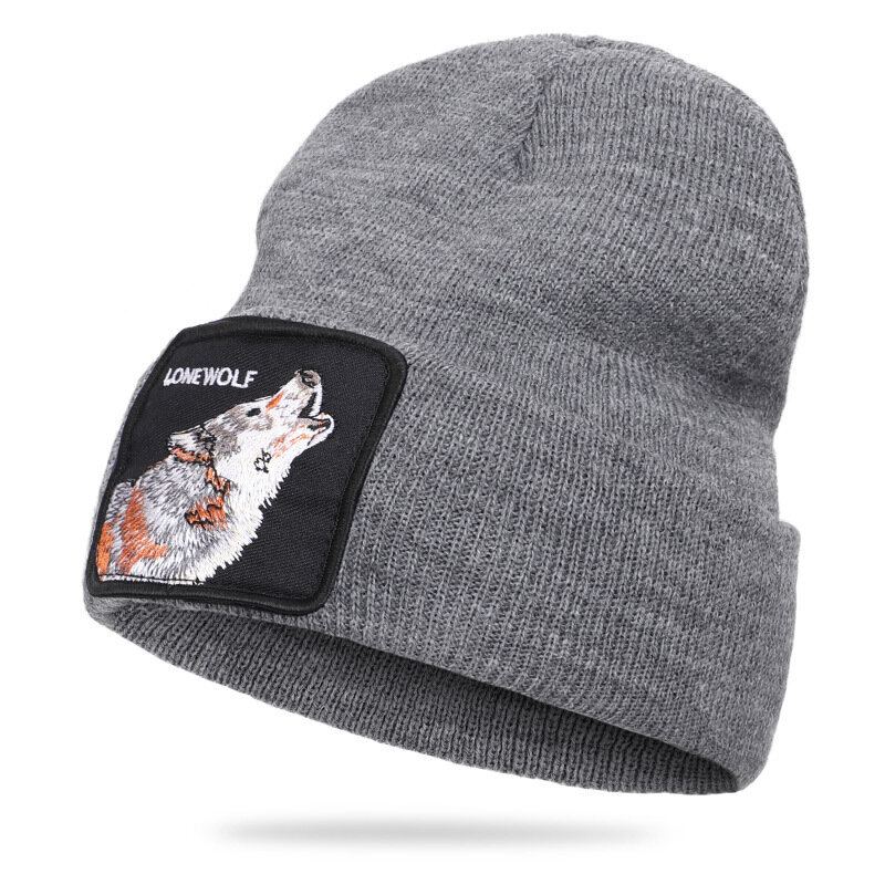 Vlněná Čepice Se Zvířecím Vzorem Pletená Skull Cap Beanie