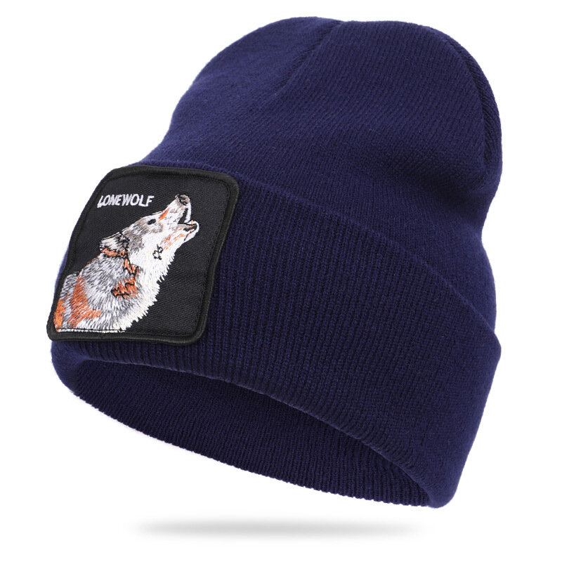 Vlněná Čepice Se Zvířecím Vzorem Pletená Skull Cap Beanie