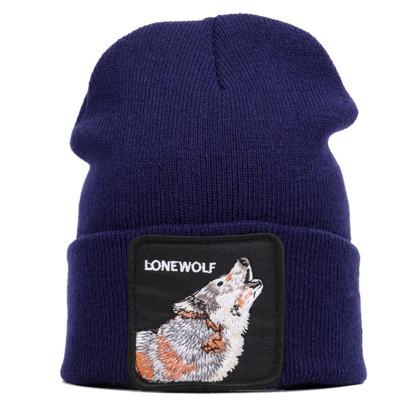 Vlněná Čepice Se Zvířecím Vzorem Pletená Skull Cap Beanie