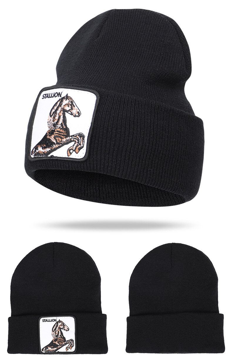 Vlněná Čepice Se Zvířecím Vzorem Pletená Skull Cap Beanie