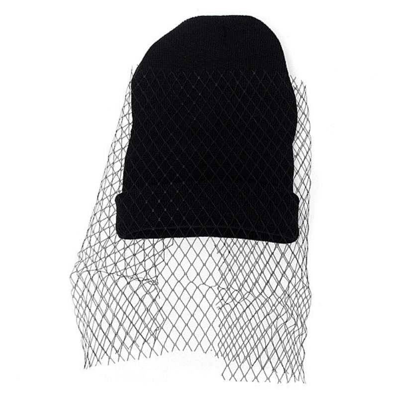 Ženy Dívčí Retro Šaty Klobouk Mesh Net Závoj Pletení Čepice Beanie