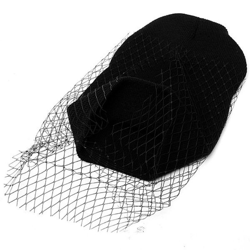 Ženy Dívčí Retro Šaty Klobouk Mesh Net Závoj Pletení Čepice Beanie