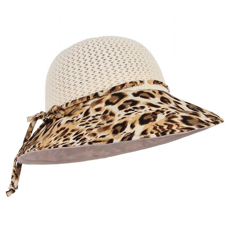 Ženy Léto Prodyšný Vogue Leopard Opalovací Krém Bucket Klobouk Outdoor Ležérní Cestování Plážový