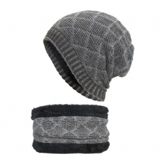 Ženy Muži Dvojbarevný Límec Head Cap Knit Hat Teplé Čepice Beanie