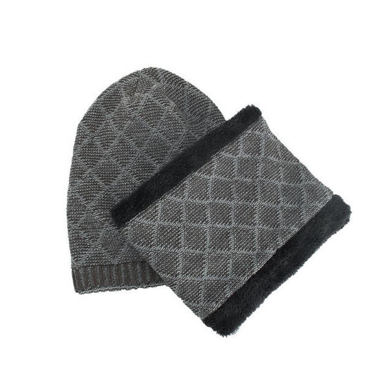 Ženy Muži Dvojbarevný Límec Head Cap Knit Hat Teplé Čepice Beanie