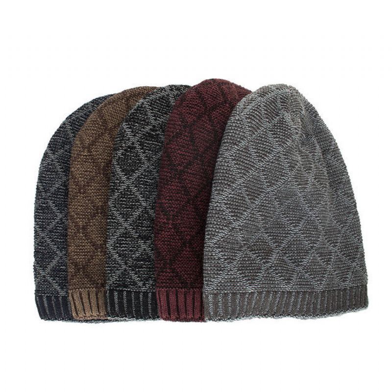 Ženy Muži Dvojbarevný Límec Head Cap Knit Hat Teplé Čepice Beanie