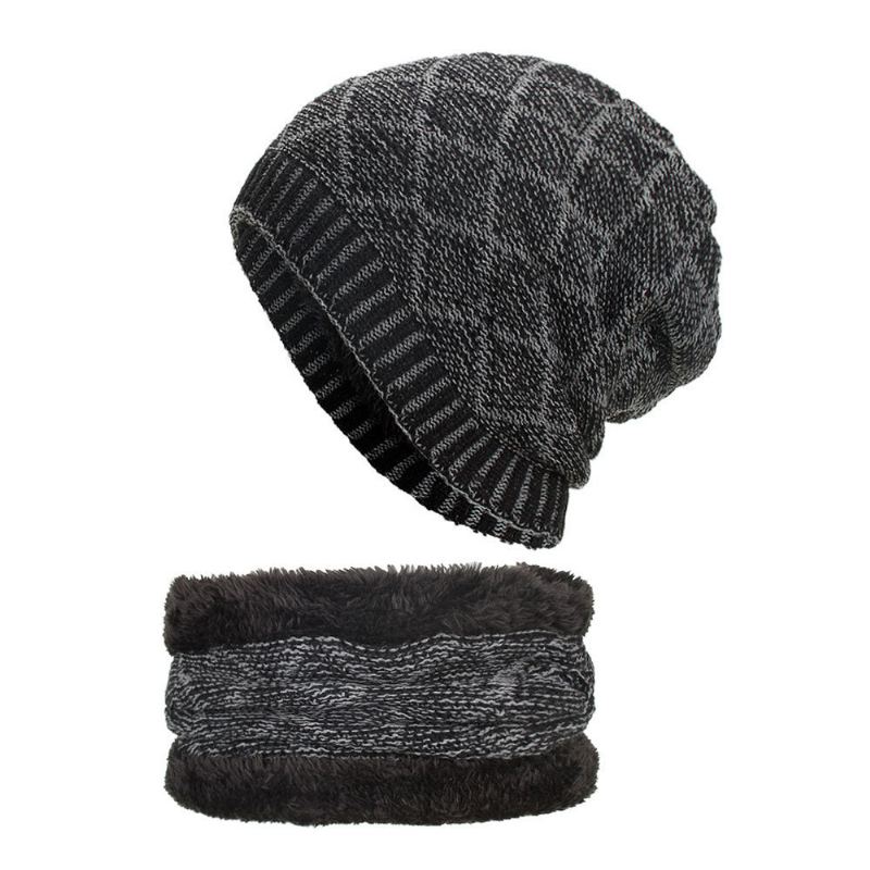 Ženy Muži Dvojbarevný Límec Head Cap Knit Hat Teplé Čepice Beanie