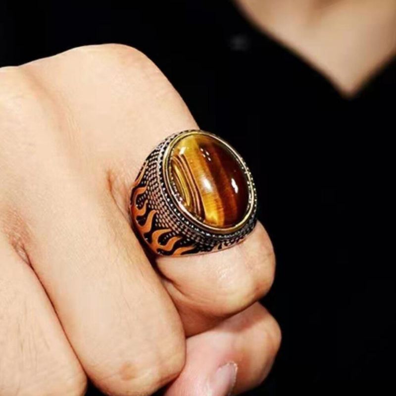 1 Ks Fashion Retro Wind Flame Series Domineering Classic Ring