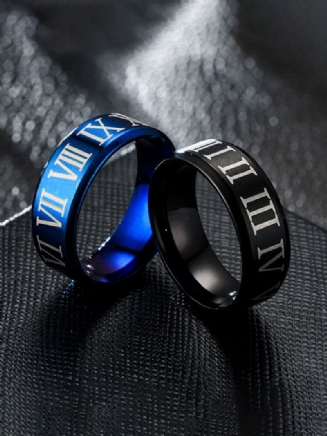 1 Ks Retro Jednoduché Římské Číslice Titanium Steel Couple Rings Pánské Prsteny