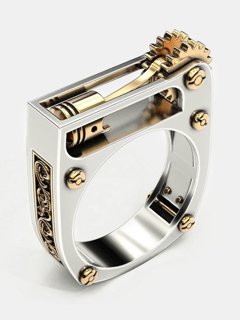 1 Ks Trendy Punk Creative Mechanical Shape Alloy Ring