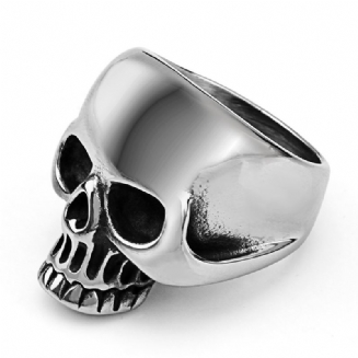 Creative Retro Lebka Ghost Head Ring Titanium Steel Pánský Prsten Halloween Vánoční Rekvizity