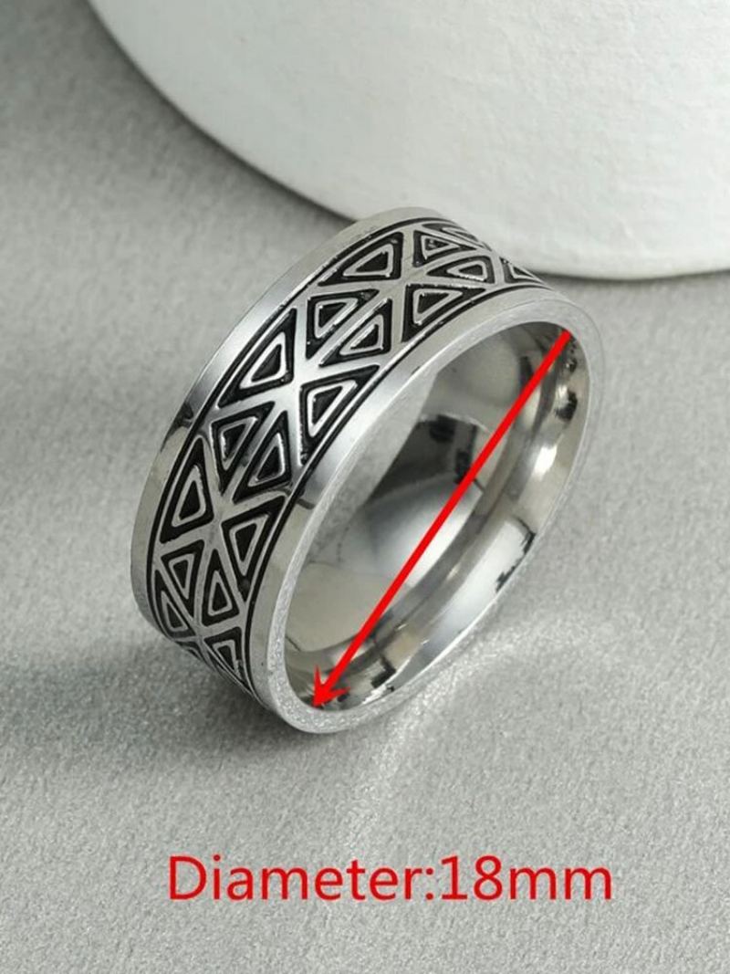 Jassy 1 Ks 8mm Titanium Steel Triangle Pattern Retro Fashion Pánský Prsten