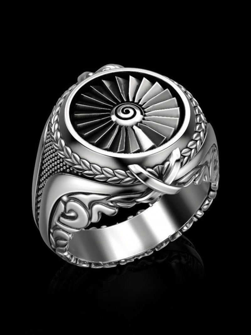 Jassy 1pcs Alloy Retro Punk Creative Metal Turbo 3d Pattern Ring