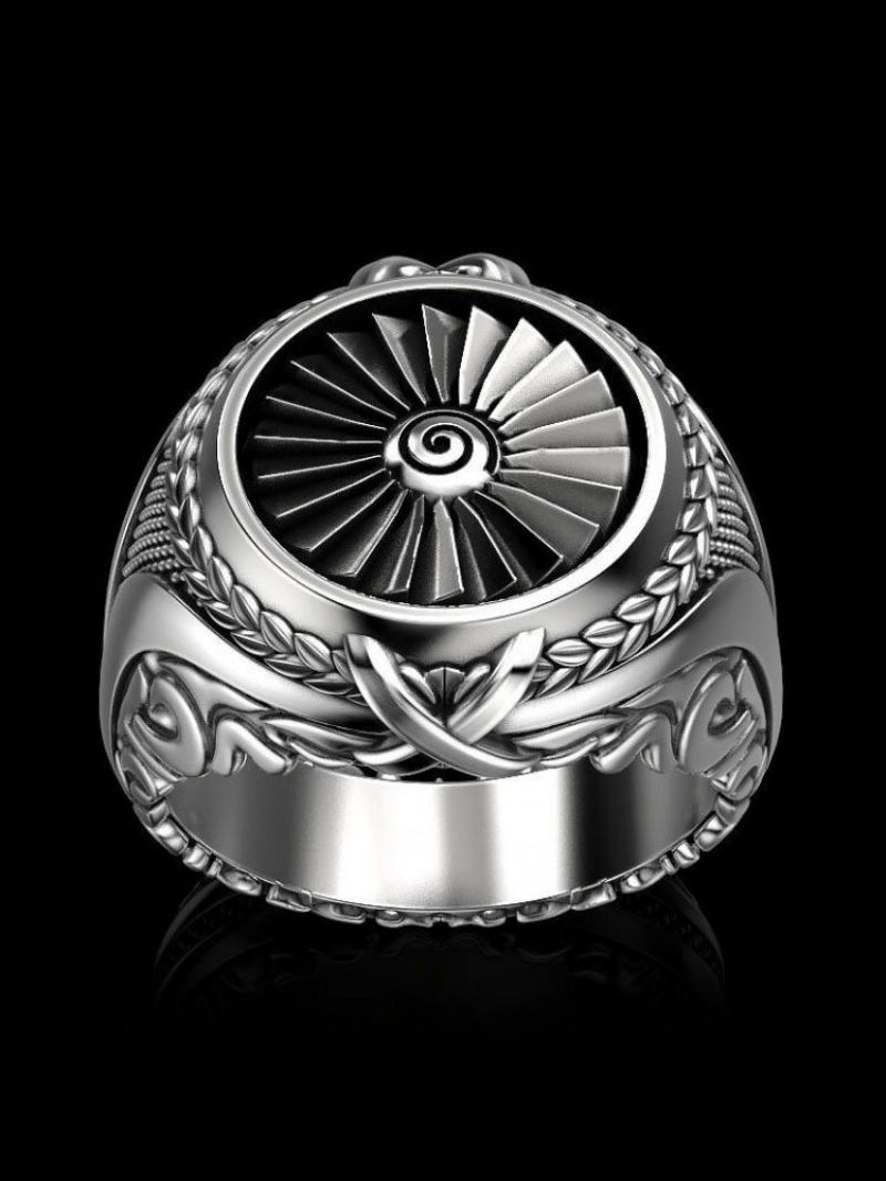 Jassy 1pcs Alloy Retro Punk Creative Metal Turbo 3d Pattern Ring