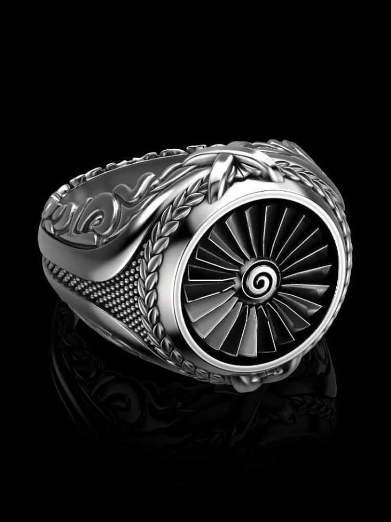 Jassy 1pcs Alloy Retro Punk Creative Metal Turbo 3d Pattern Ring