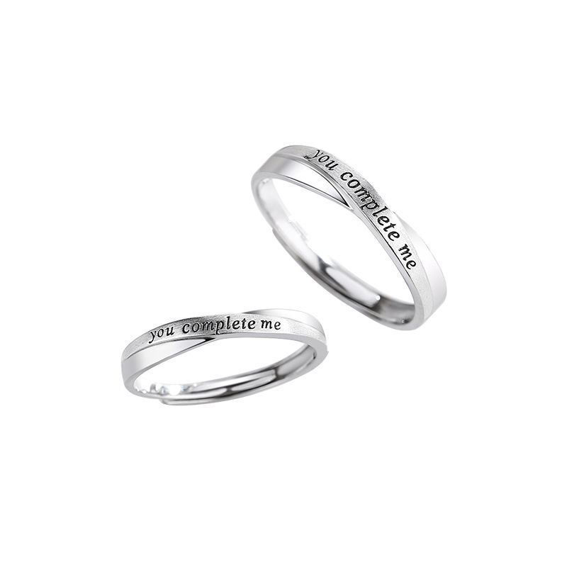 Pár Prstenů 925 Sterling Silver Fashion Ins Style Otevřený Jednoduchý Pamětní Prsten Pro Muže A Ženy