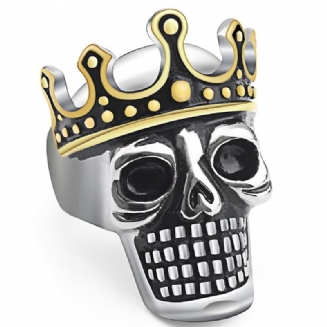 Retro Módní Prsten Osobnostní Trendy Doplňky Crown Skull Ring Pánské Šperky Z Titanové Oceli