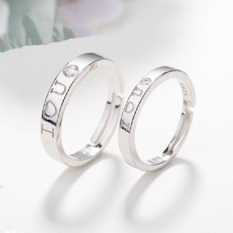 S925 Sterling Silver Couple Ring Jednoduchý Otevírací Nastavitelný Prsten Pro Muže A Ženy