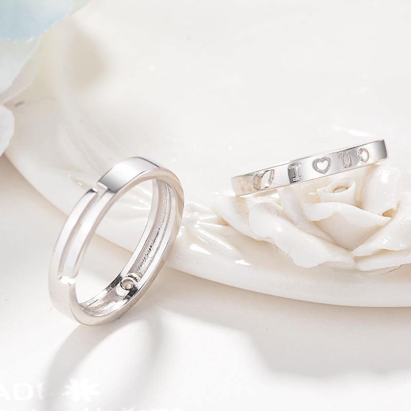 S925 Sterling Silver Couple Ring Jednoduchý Otevírací Nastavitelný Prsten Pro Muže A Ženy