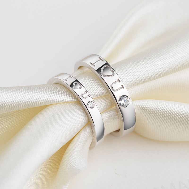 S925 Sterling Silver Couple Ring Jednoduchý Otevírací Nastavitelný Prsten Pro Muže A Ženy