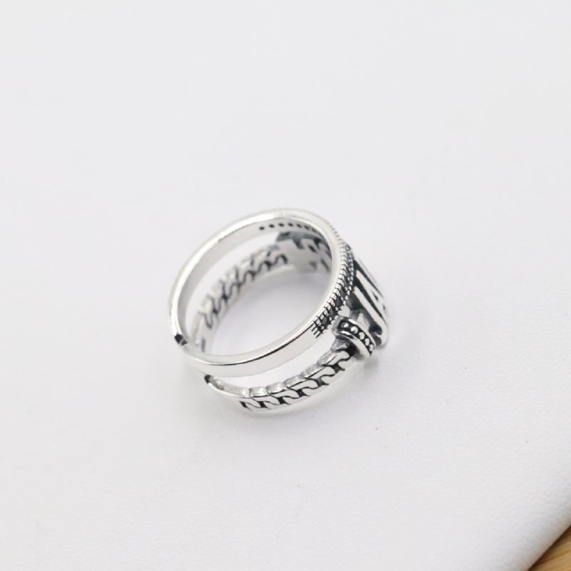 S925 Sterling Silver English Letter Ring Osobnostní Trend Módní Dvojitý Prsten Pro Ženu