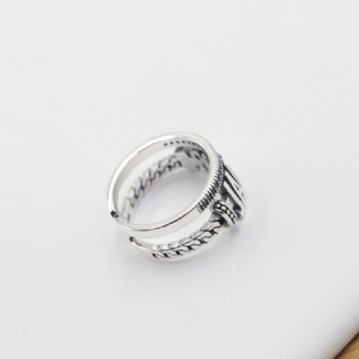 S925 Sterling Silver English Letter Ring Osobnostní Trend Módní Dvojitý Prsten Pro Ženu