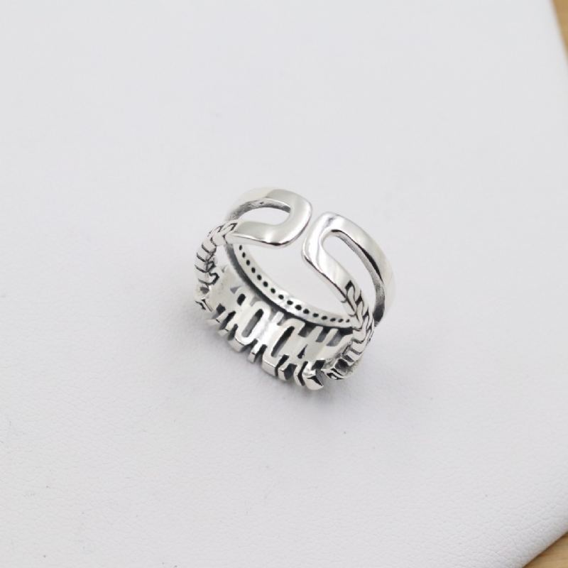 S925 Sterling Silver English Letter Ring Osobnostní Trend Módní Dvojitý Prsten Pro Ženu