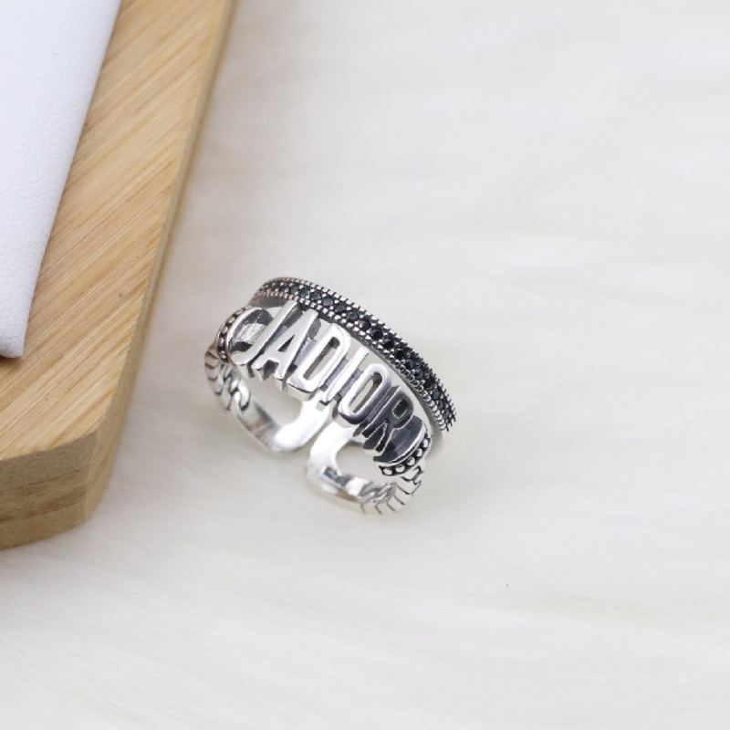 S925 Sterling Silver English Letter Ring Osobnostní Trend Módní Dvojitý Prsten Pro Ženu