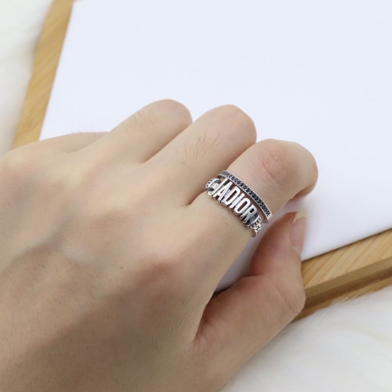 S925 Sterling Silver English Letter Ring Osobnostní Trend Módní Dvojitý Prsten Pro Ženu