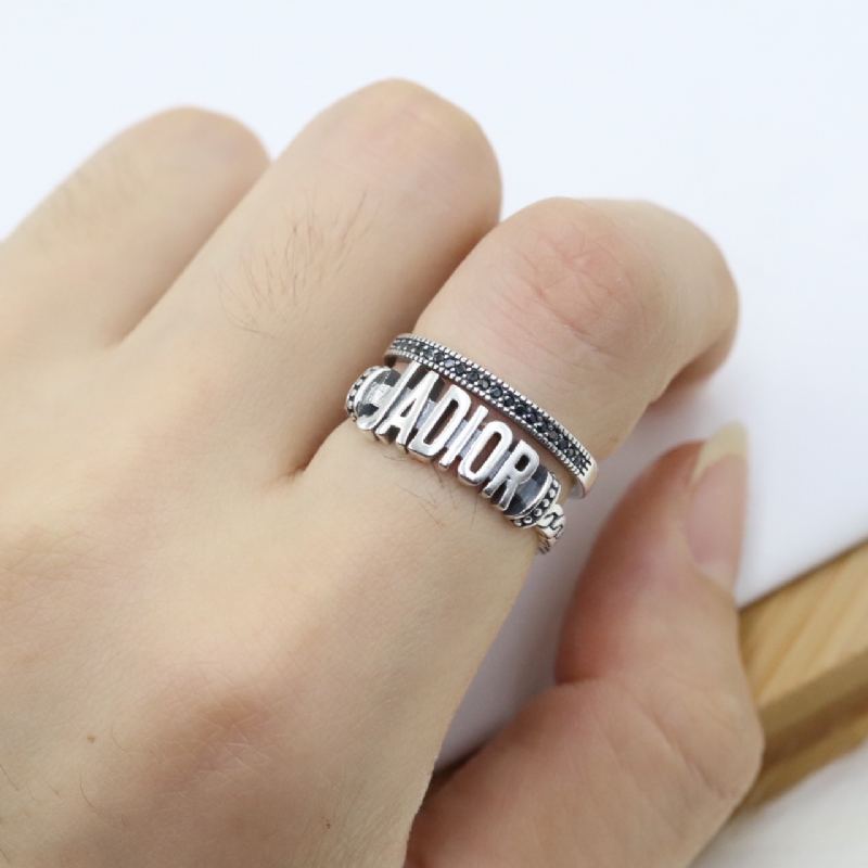 S925 Sterling Silver English Letter Ring Osobnostní Trend Módní Dvojitý Prsten Pro Ženu