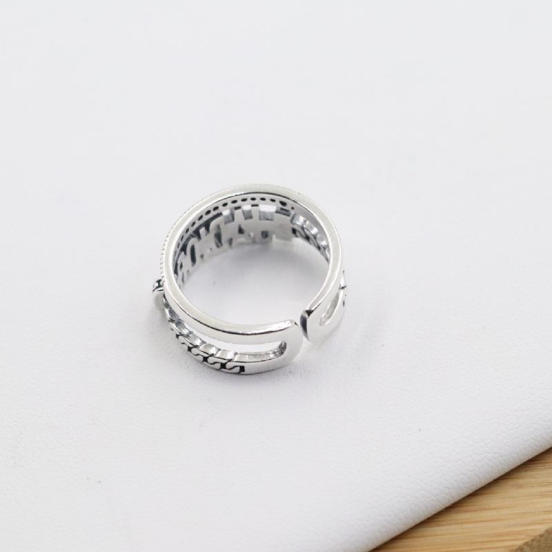 S925 Sterling Silver English Letter Ring Osobnostní Trend Módní Dvojitý Prsten Pro Ženu