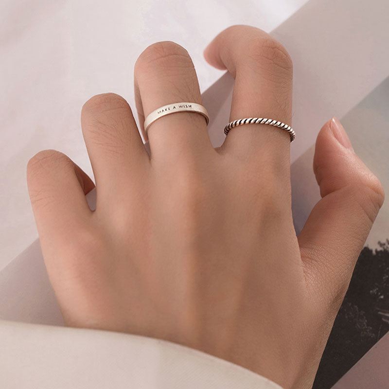 S925 Sterling Silver Letter Ring Dámský Design Sense Ins Simple Fashion Prsten S Indexem