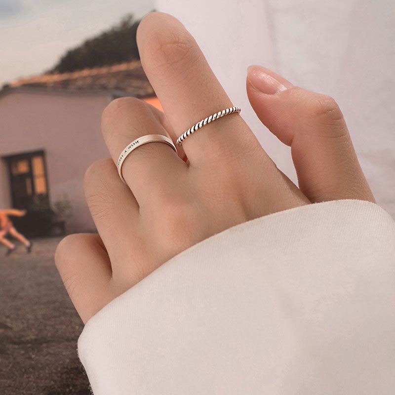 S925 Sterling Silver Letter Ring Dámský Design Sense Ins Simple Fashion Prsten S Indexem