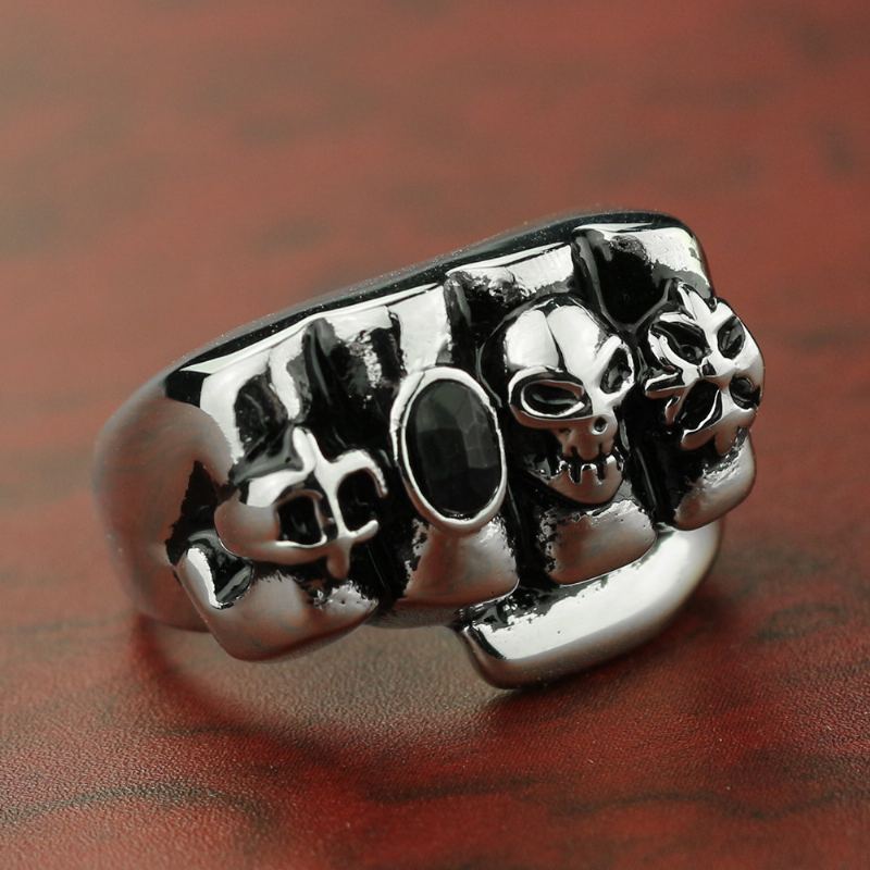 Skull Fist Black Diamond Titanium Steel Prsten Šperky Z Nerezové Oceli Pro Muže