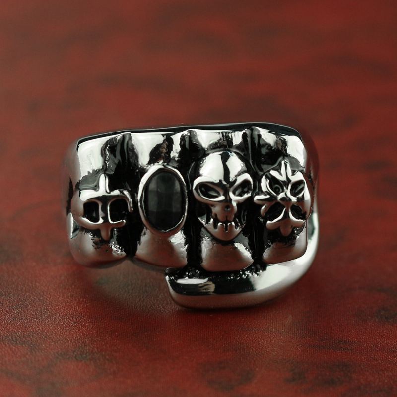 Skull Fist Black Diamond Titanium Steel Prsten Šperky Z Nerezové Oceli Pro Muže