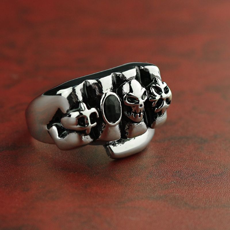 Skull Fist Black Diamond Titanium Steel Prsten Šperky Z Nerezové Oceli Pro Muže