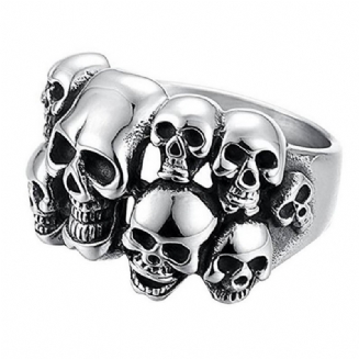 Skull Ring Evropský A Americký Dominantní Prsten S Dvojitou Vrstvou Z Nerezové Oceli Ghost Head