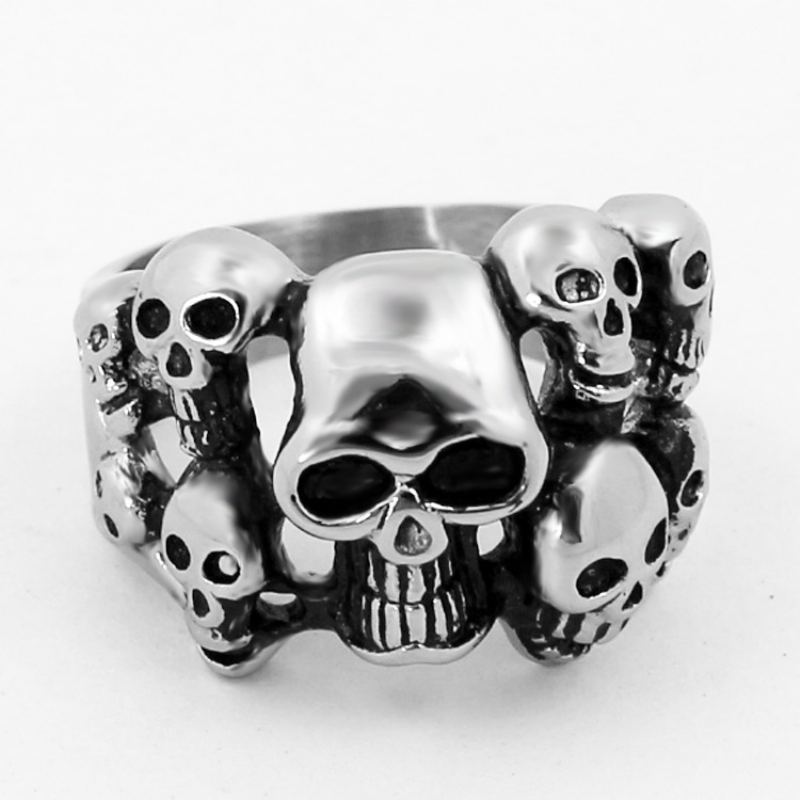 Skull Ring Evropský A Americký Dominantní Prsten S Dvojitou Vrstvou Z Nerezové Oceli Ghost Head