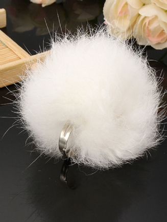 Sladký Roztomilý Prsten White Wool Fuzzy Ball Nastavitelné Dámské Prsteny