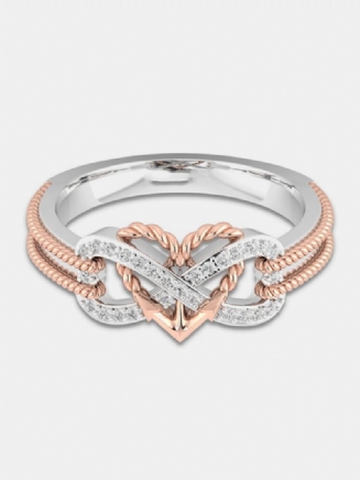 Speciální Duté Platinové Prsteny Vykládané Zirkonem Infinity Knot Heart Cross Designový Dárek Pro Ženy