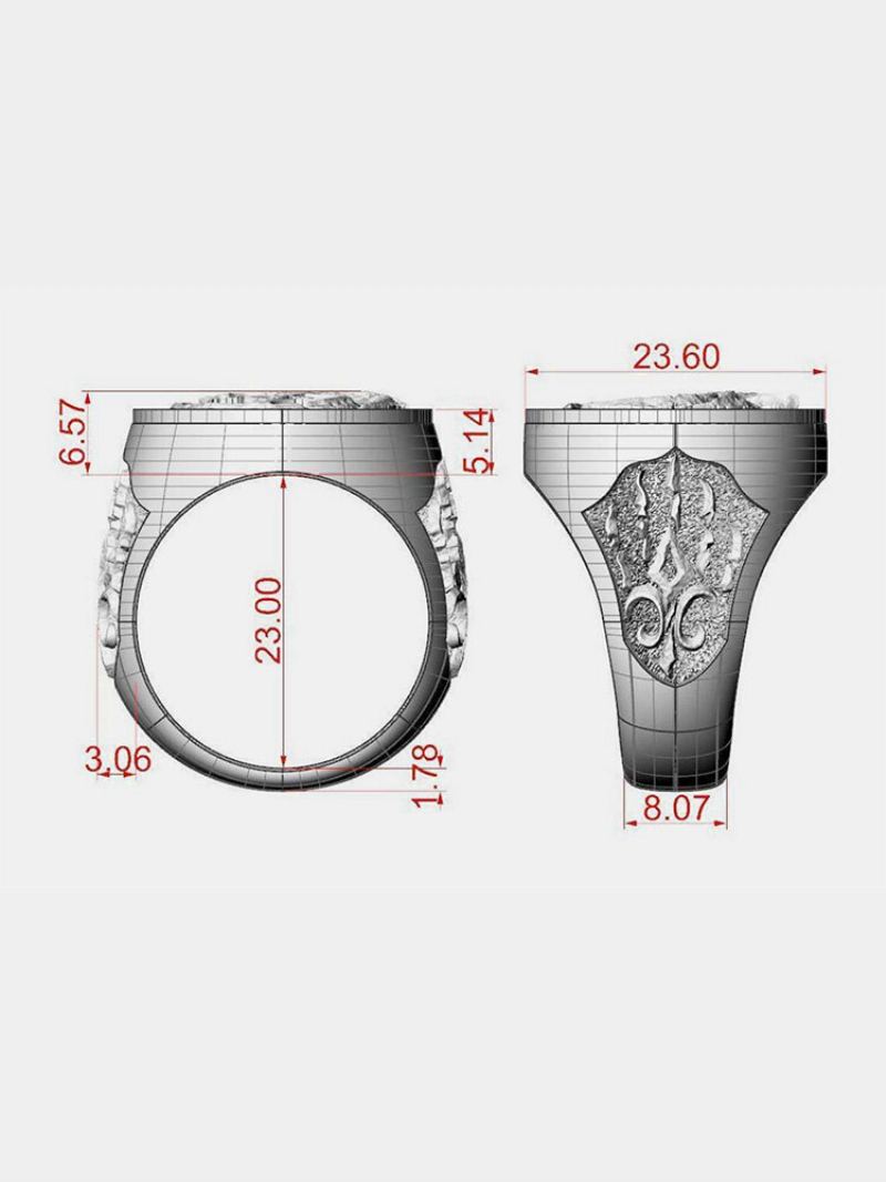 Trendy Stylový Vyřezávaný Vlčí Hlava A Dráp Geometricky Tvarovaný Měděný Lovecký Pečetní Prsten