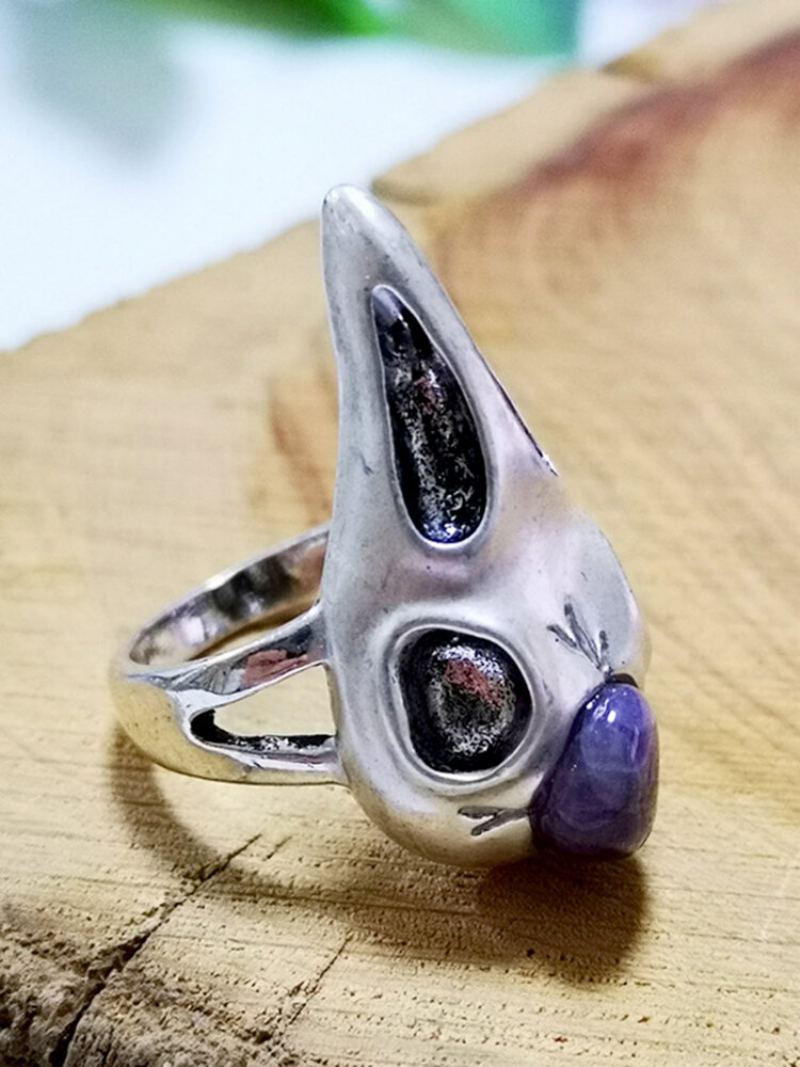 Vintage Ametyst Skeleton Women Ring Bird Lebka Muži Prsten Šperky Dárek